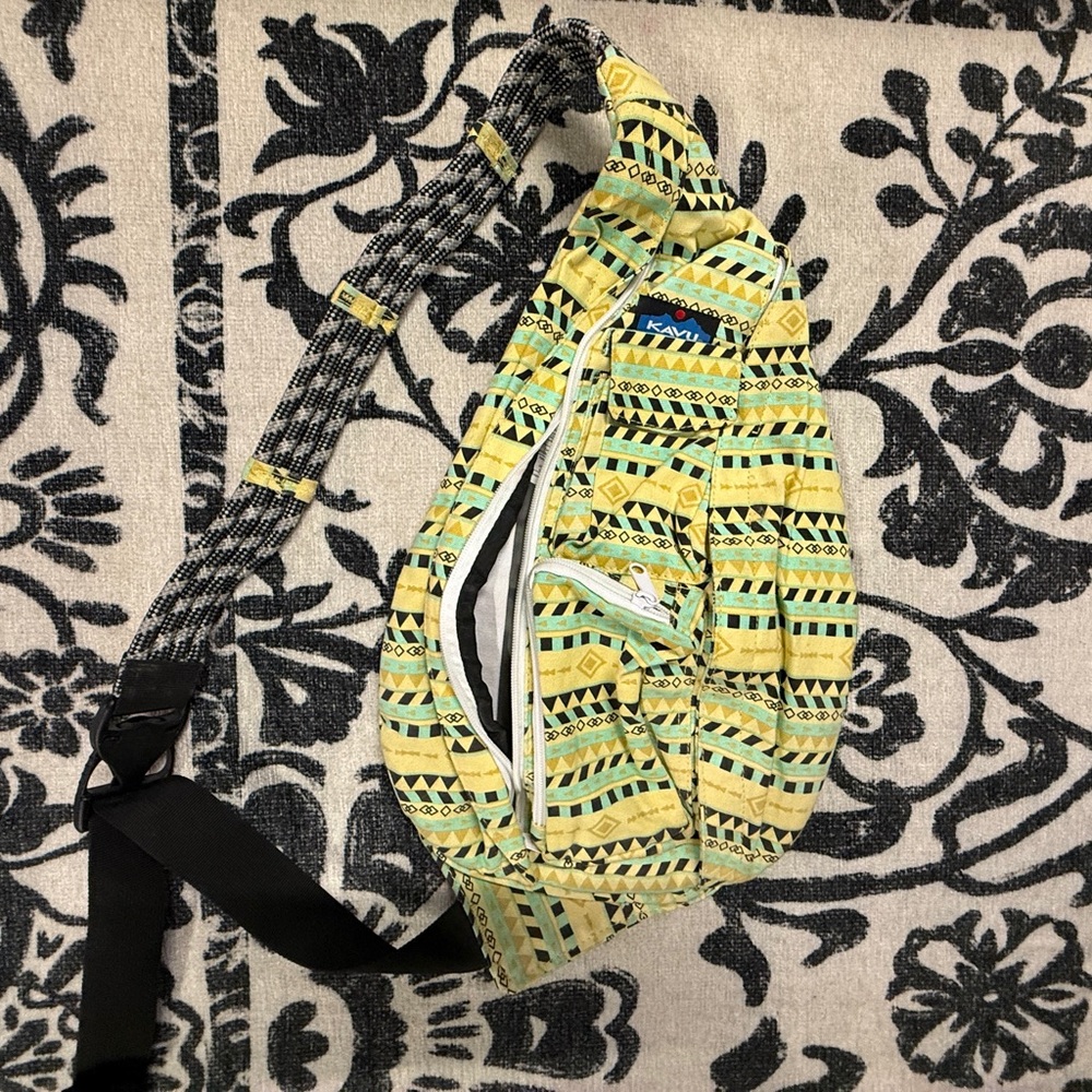 Kavu Yellow and Green Patterned Sling Bag